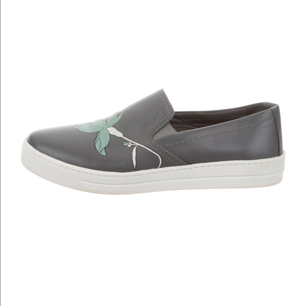 Prada grey Leather slip-on sneakers